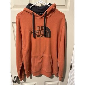 The North Face Sweatshirt Men's Large Orange Outdoor Pullover Hoodie #240